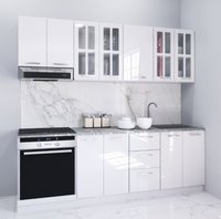 Set bucatarie IRIS 220 cm, 8 corpuri, blat termorezistent, fronturi MDF, alb - 1