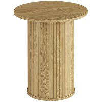 HOMCOM Masă auxiliară rotundă Ø 48 cm, design elegant pentru living sau dormitor, finisaj stejar - 1