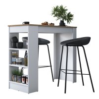 Masa de bucatarie Hanah Home, PAL melaminat, nuc alb, 120x50x100 cm - 5