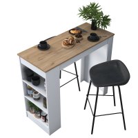 Masa de bucatarie Hanah Home, PAL melaminat, nuc alb, 120x50x100 cm - 6
