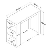 Masa de bucatarie Hanah Home, PAL melaminat, nuc alb, 120x50x100 cm - 7