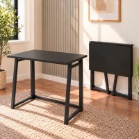 Birou Pliabil Homs cu Cadru Metalic, 80 x 50 x 75 cm, Negru - 1