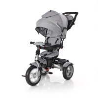Tricicleta pentru copii Lorelli Neo Air Grey Luxe 4 in 1 multifunctionala, roti mari gonflabile, spatar inalt reglabil, sezut rotativ, 2 tipuri de suport pentru picioare si dispozitiv de franare - 3