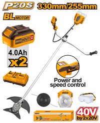 Ingco CSTLI202522 Motocoasa Trimmer Electric 40V cu 2 Acumulatori de 4Ah - 1