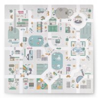 Covor puzzle multifunctional pentru copii Nukido Town 105x105x1 cm din spuma EVA inodora, 9 piese cu doua fete, izoleaza perfect de sol,material anti-alunecare,piese cu functie de pioni - 1