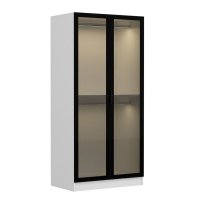 Dulap KALE cu 2 usi si geam fumuriu, 90x52x210 cm, alb - 1