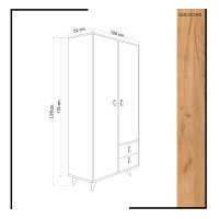 Dulap Modern Hanah Home, Pal Melaminat Stejar si Alb, 100x52x190 cm - 1