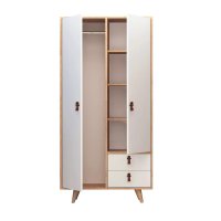 Dulap Modern Hanah Home, Pal Melaminat Stejar si Alb, 100x52x190 cm - 3