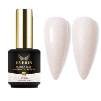 Rubber Base Everin Amber Collection 18 – Bază rubber Alb-Lăptos cu Sclipici Fin, HEMA &amp; TPO Free, 15ml - 1
