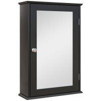 Dulap Suspendat de Baie cu Oglindă Kleankin 41x14x60cm Negru | Aosom Romania - 1