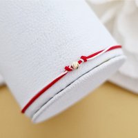Bratara Martisor cu Biluta din Aur 9K si Snur Combinat Roșu și Alb - 1