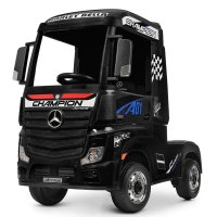 Camion electric pentru copii Mercedes ACTROS, tractiune 4x4, 180W, 12V, roti moi EVA, telecomanda, echipare Premium, negru - 1