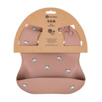 Baveta moale PetiteMars TakeMatch Roz cu design avioane, reglabila si cu buzunar colector, din silicon fara BPA, pentru copii de 6 luni+ - 1