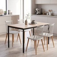 Set masa si scaune dining, 5 buc, Aurora Faragio, Pako, Gri 120x75x75 cm - 1
