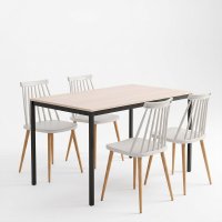 Set masa si scaune dining, 5 buc, Aurora Faragio, Pako, Gri 120x75x75 cm - 2