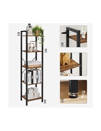 Raft de depozitare Vasagle, Maro Rustic, 5 niveluri, 40 x 30 x 153 cm - 4