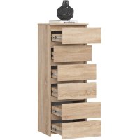 Comoda cu 6 sertare din PAL laminat de 16 mm, 40 x 35 x 109 cm, stejar sonoma - 3