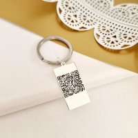 Breloc personalizat rectangular cu cod QR - Argint 925 si otel inoxidabil - 1