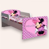 Pat pentru copii Minnie Mouse varianta 2, cu manere si saltea, 2-6 ani, 130x60 cm - 2