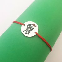 Bratara personalizata cu email colorat - Familie 3 membri si copil mic - Argint 925 - snur reglabil - 1
