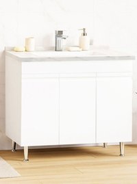 Baza frontala MDF cu lavoar seria 886, montaj inclus, 100 cm, alb - 1
