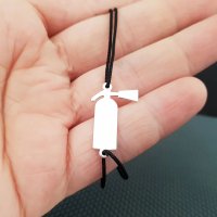 Bratara cu extinctor din argint 925 si snur negru - 1