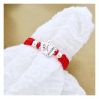 Bratara personalizata - Picioruse cu 2 bilute 4 mm - Argint 925 - Snur impletit reglabil - 1