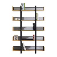 Biblioteca Musha Pako World, Metal Negru si Lemn Stejar, 120x22x185 cm - 2