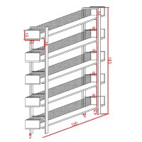 Biblioteca Musha Pako World, Metal Negru si Lemn Stejar, 120x22x185 cm - 3