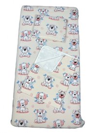 Set 3 piese paturica cu cearsaf si pernuta 160x80 cm Catelusi - 1