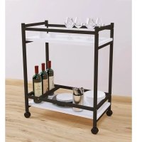 Masuta de servire cu roti Clasic Homs, alb-negru, 81 x 34 x 61 cm - 1