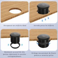 Priza Incorporabila Wireless, Adsinio, 1 Schuko, 1 USB-C, 2 USB-A, 1 Wireless, Negru - 2