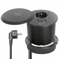 Priza Incorporabila Wireless, Adsinio, 1 Schuko, 1 USB-C, 2 USB-A, 1 Wireless, Negru - 3