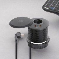 Priza Incorporabila Wireless, Adsinio, 1 Schuko, 1 USB-C, 2 USB-A, 1 Wireless, Negru - 5