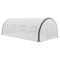 Outsunny Seră Tunel cu 2 Uși cu Balamale și 8 Ferestre cu Plasă, Seră de Grădină pentru Legume, 6x3x2 m, Verge | Aosom Romania - 1