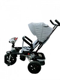 Tricicleta Novokids Super Trike Gri Jeans cu copertina, muzica, lumini si roti din cauciuc - 3