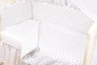 Set complet 7 piese lenjerie si aparatori patut 120x60 cm din bumbac model stelute mici bleu - 2
