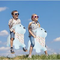 Saritor gonflabil din cauciuc rezistent, cu Pompa inclusa si Esarfa colorata detasabila, 52 x 24 x 46 cm, Jumping Dog Blue - 4