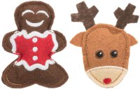 Trixie, set 2 jucarii pisici X-Mas elan si turta dulce, 92548, 8 cm - 1
