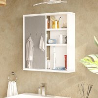 Dulap pentru baie cu oglinda Bagno, Pako World, Alb, 60x14x63 cm - 2