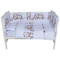 Lenjerie din bumbac cu 7 piese pentru saltea 120x60 cm Beberoyal Teddy BearHearts Alb - 3