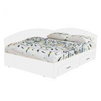 Pat Colt Alma 140x200 cm, cu 2 sertare laterale pe role, colt interschimbabil, alb - 1