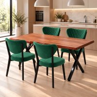 Set Masa Barton cu 4 Scaune Verzi din Metal, MDF, 133 cm - 1