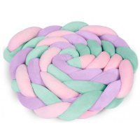 Protectie laterala impletita pentru patut Ricokids Trio RozMovTurcoaz 3metri,inaltime 11.5 cm, din plus cu umplutura antialergica - 3