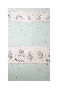 Lenjerie din bumbac cu 5 piese pentru saltea 120x60 cm Beberoyal BearsToys Turcoaz ambalata intr-o gentuta de transport - 1