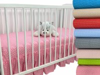 Cearsaf 140x70 cm cu volanas in fata din bumbac cu imprimeu Bulinute albe - 7