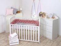 Aparatoare laterala pat Bumper din bumbac Velvet Roz cu inchidere Velcro 180x21 cm - 5