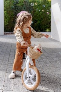 Bicicleta fara pedale pentru copii, Adamex Pixie, cu roti de 12 inch din spuma PU, cu cosulet, design retro, scaun reglabil, inaltime sezut 33-43 cm, sarcina maxima admisa 50 kg, 2-6 ani, Snow White - 1
