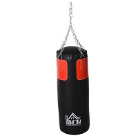 Set sac de box HOMCOM cu mănuși, 16 kg, Ø30 x 120 cm, negru si rosu | Aosom Romania - 1