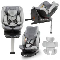 Scaun auto Kidwell GoCar Gri cu isofix, grupa 40-135 cm, i-Size, omologare R129, rotativ 360, protectie laterala ASP - 1